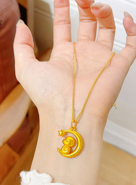 金店同款古法沙望月蛇项链