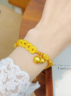 新中式古法沙金五帝钱拉丝