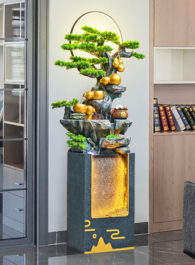 葫芦流水装饰摆件中式家居电视柜玄关风水轮循环流水招财开业礼物