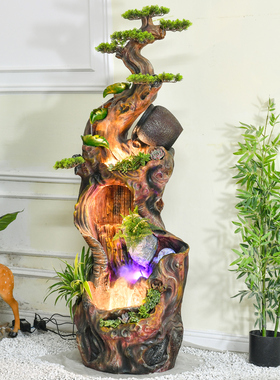 室内客厅阳台盆景落地假山流水