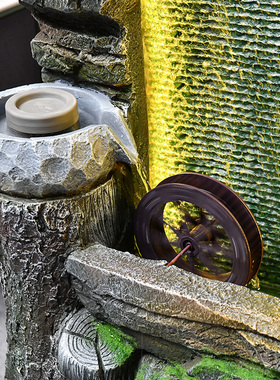 假山流水喷泉屏风高山落地摆件