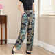 中老年棉绸花裤子夏季女士妈妈大码松紧腰休闲裤人造棉薄款九分裤