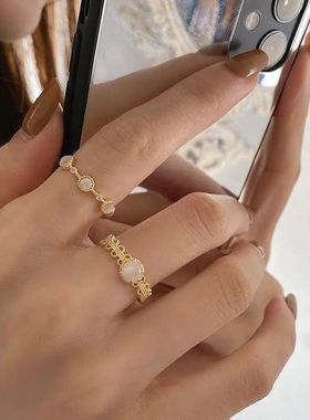 猫眼石戒指轻奢超仙小众设计女