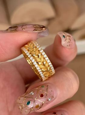 穗穗平安中古金色麦穗戒指