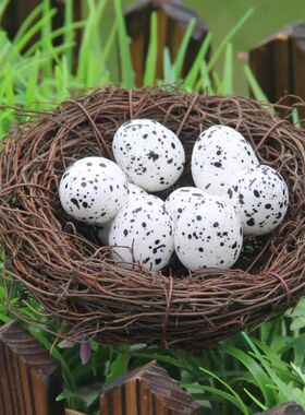 田园风格鸟真花装饰鸟窝装饰鸟蛋