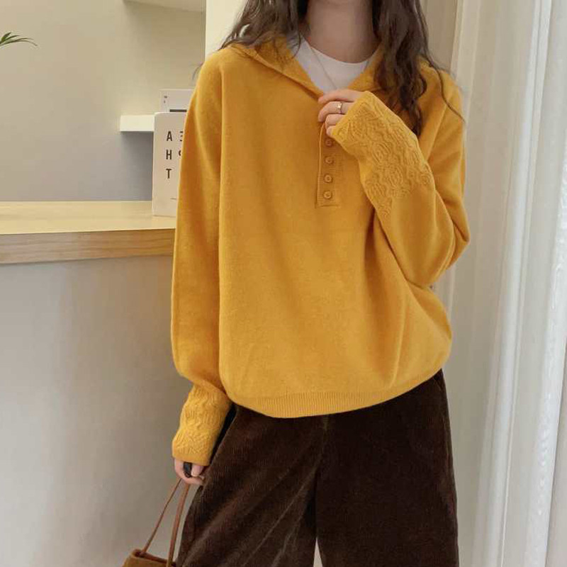 全羊毛钩花连帽针织衫女欧洲站2025秋100%羊毛纯色镂空半开扣毛衣,淘宝优惠券,粉丝福利购,淘宝优惠卷