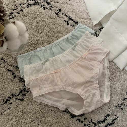 内裤纯棉可爱女纯色高颜值蝴蝶结日系少女底裤女生低腰柔软无蕾丝 - 图2
