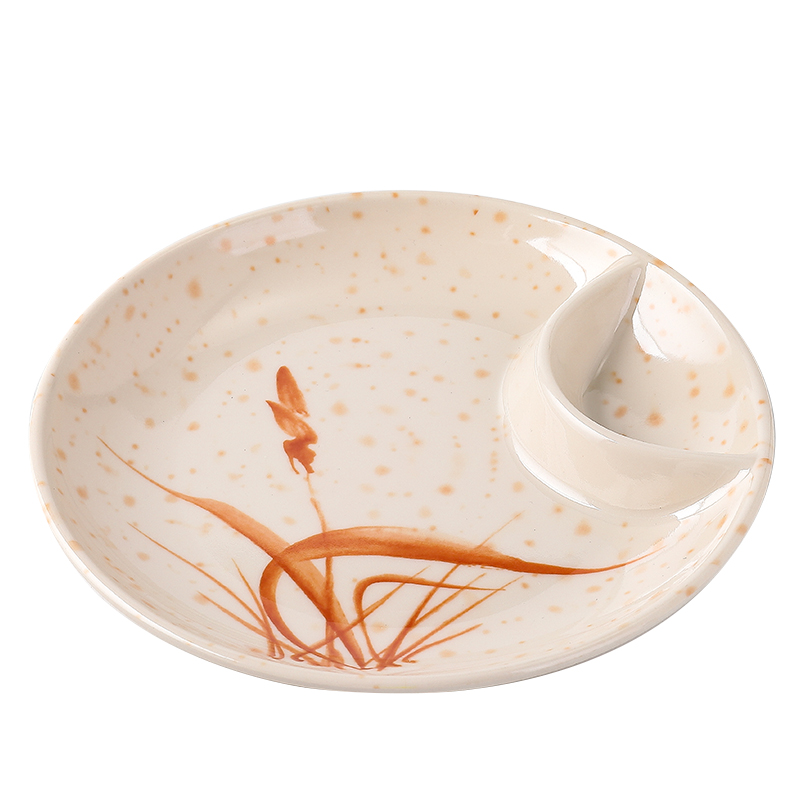 仿瓷盘子小吃盘带醋碟饺子水饺盘商用餐厅菜盘薯条盘分格餐盘密胺 - 图3