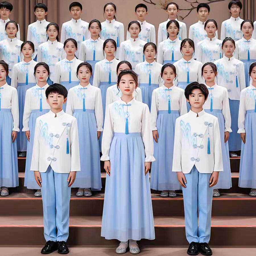 儿童合唱朗诵演出服演讲比赛服装女童中小学生中国风爱国红色诗歌,淘宝优惠券,粉丝福利购,淘宝优惠卷