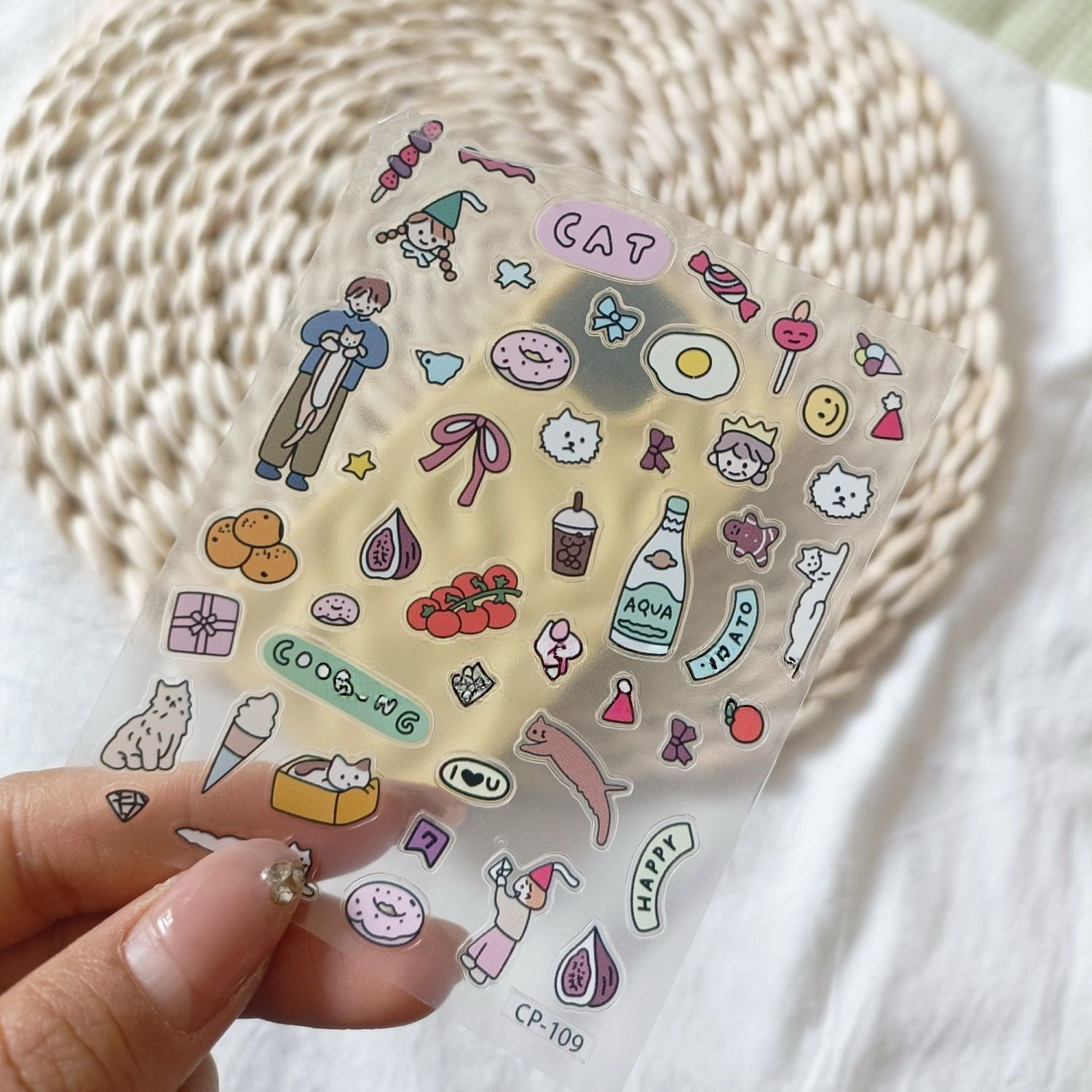 韩系ins可爱卡通插画苹果手机壳iphone17贴纸镜头diy贴纸指甲贴,淘宝优惠券,粉丝福利购,淘宝优惠卷