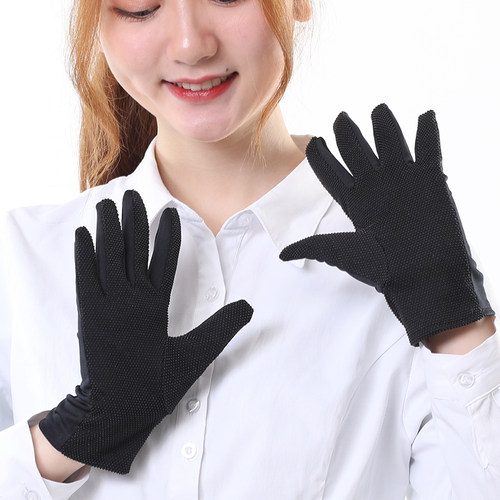 透气薄款代驾司机开车手套男女点胶三筋礼仪礼宾防滑开车驾驶黑白 - 图2