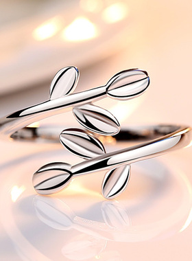 银色树叶橄榄枝活口关节手饰品