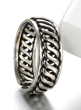 韩版波浪锁链银戒指特价