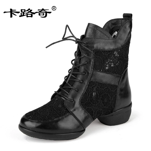 Летние танцующие дышащие современные туфли, ботинки, из натуральной кожи, мягкая подошва