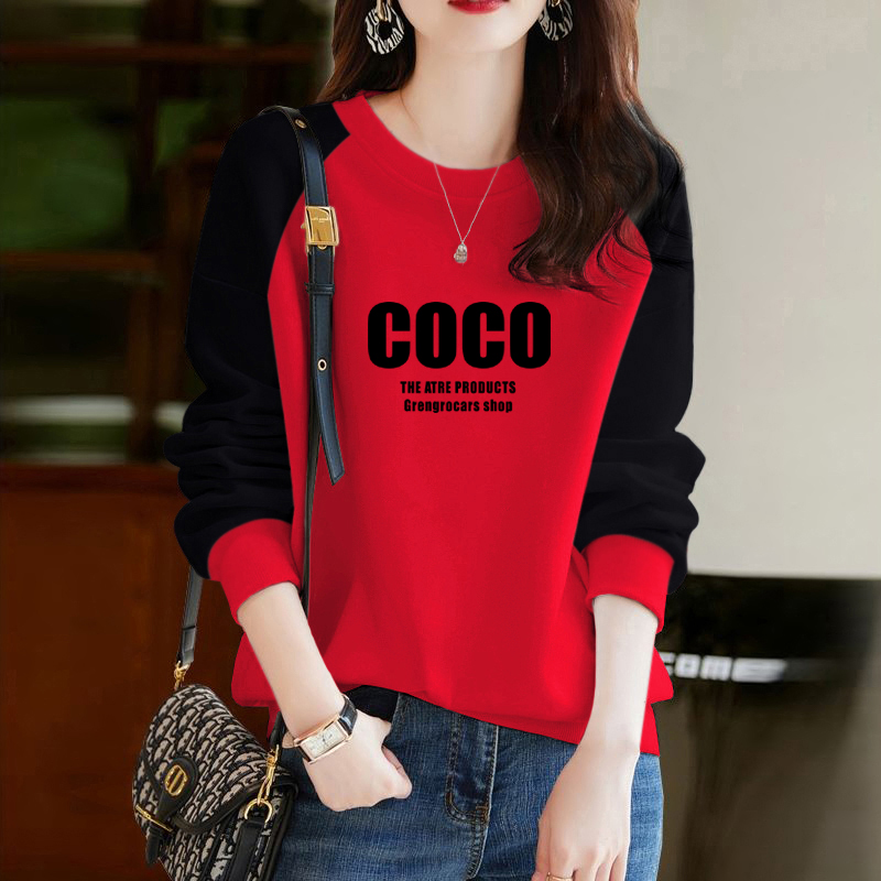 外贸清仓捡漏纯棉长袖时尚卫衣女装秋冬洋气大码宽松遮肉打底上衣 - 图0