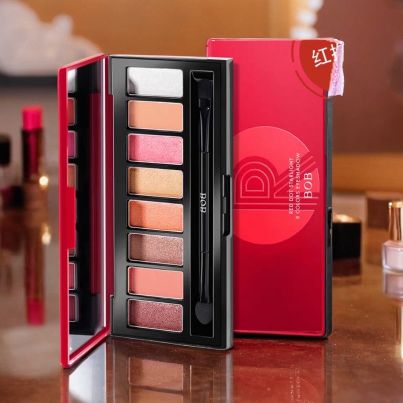 BOB红点星辰流光八色眼影盘哑光珠光混合易上色大地色系西柚桃花 - 图1