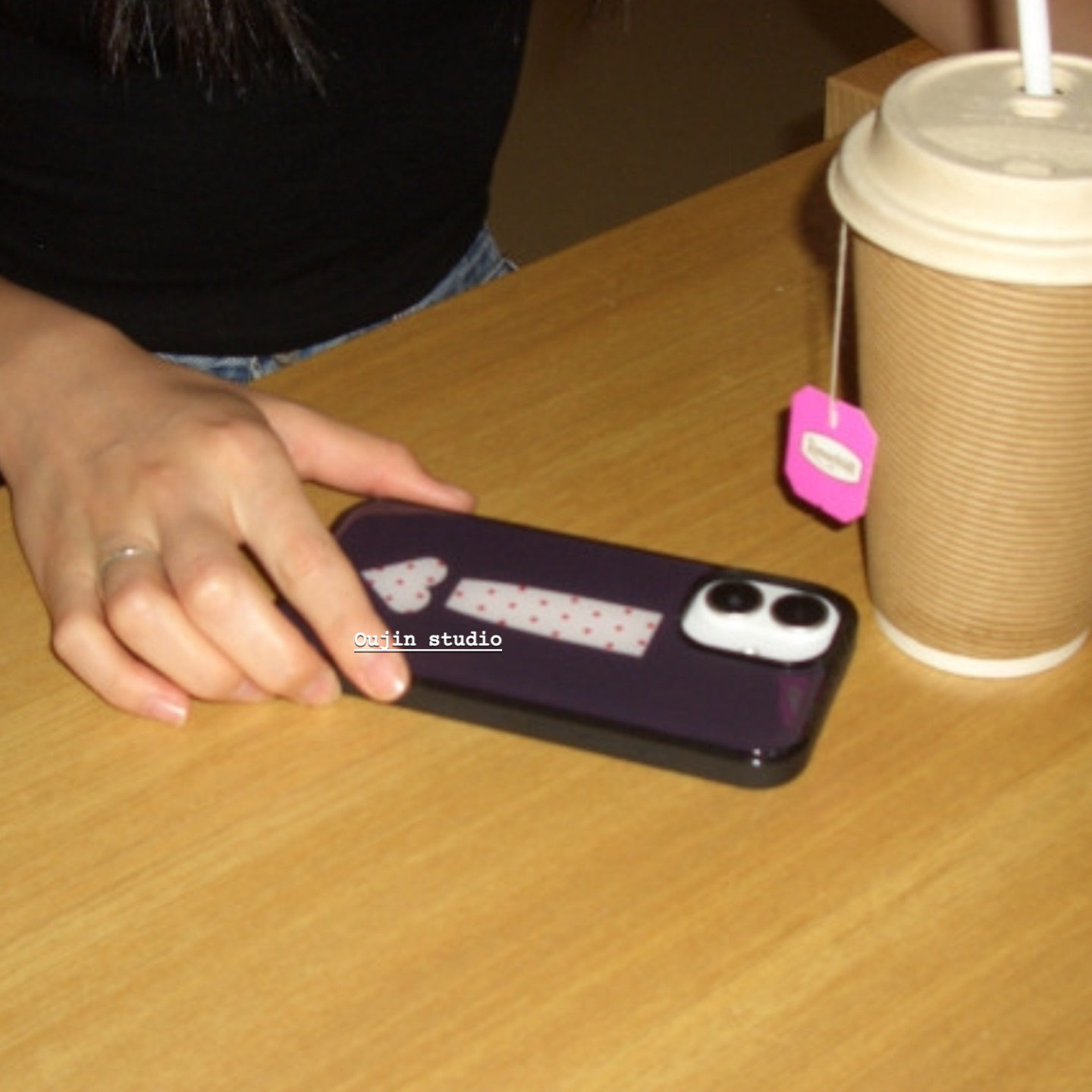 韩系ins博主同款小众设计甜美可爱粉波点爱心感叹号适用iphone17/16pro/15p/14防摔黑边滴胶苹果手机壳套,淘宝优惠券,粉丝福利购,淘宝优惠卷