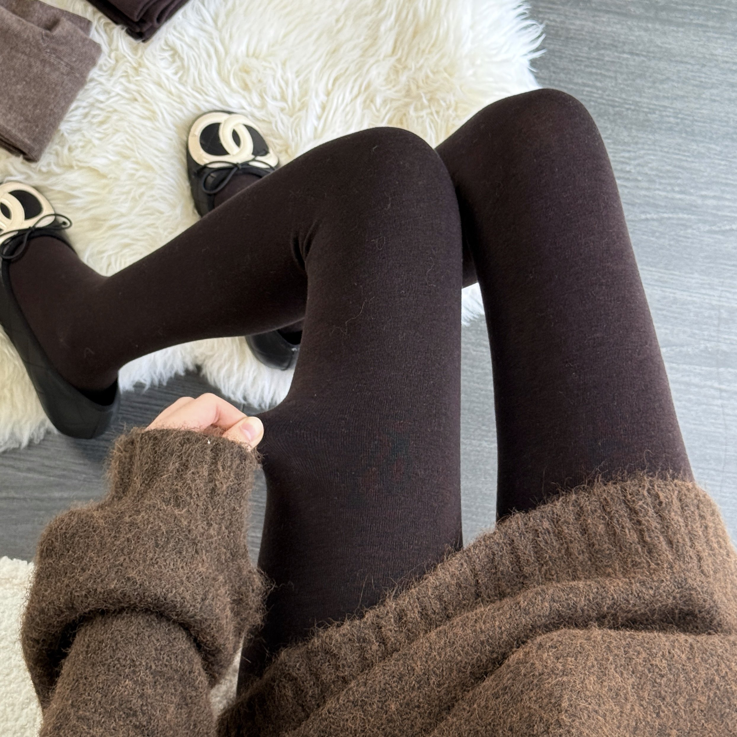 陆甜茶2025爆款黑咖啡色漫画腿打底裤显瘦女秋冬保暖加绒款连裤袜,淘宝优惠券,粉丝福利购,淘宝优惠卷