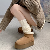 Land Sweet Tea Milk White Cashmere Socks Snowy Boots Sloth Stacked Knitted Ash Women Autumn Winter Calf Socks