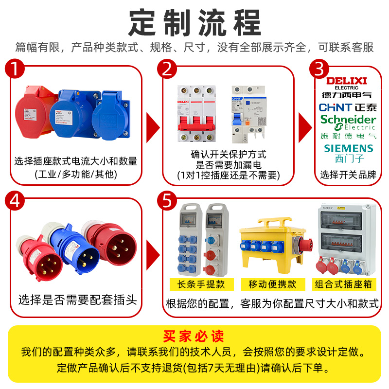 德力西航空工业插座箱塑料防水手提二三级配电箱工地移动检修电源