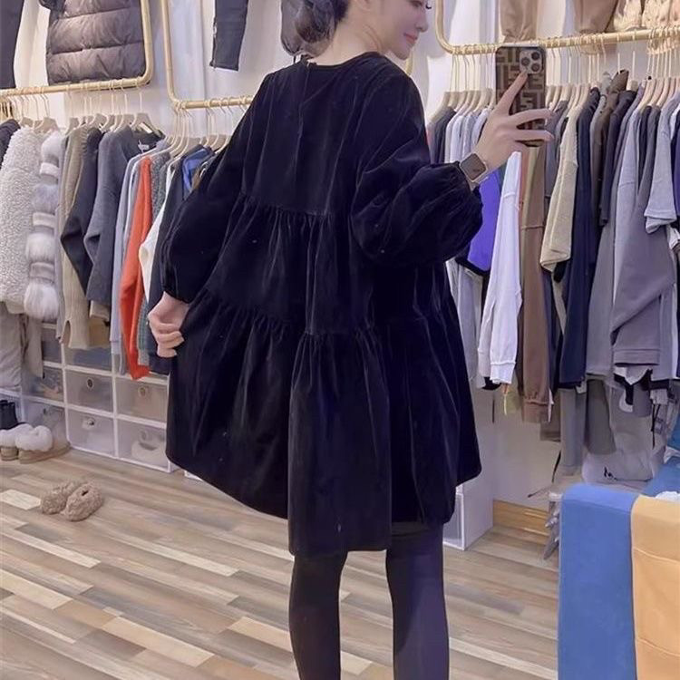 秋冬季抽褶金丝绒连衣裙胖MM特大码300斤宽松遮肚显瘦孕妇连衣裙,淘宝优惠券,粉丝福利购,淘宝优惠卷