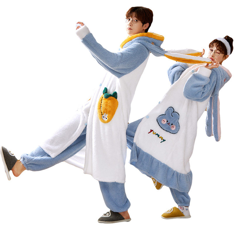 珊瑚绒情侣女秋冬季睡衣 爱唯美服饰睡衣/家居服套装