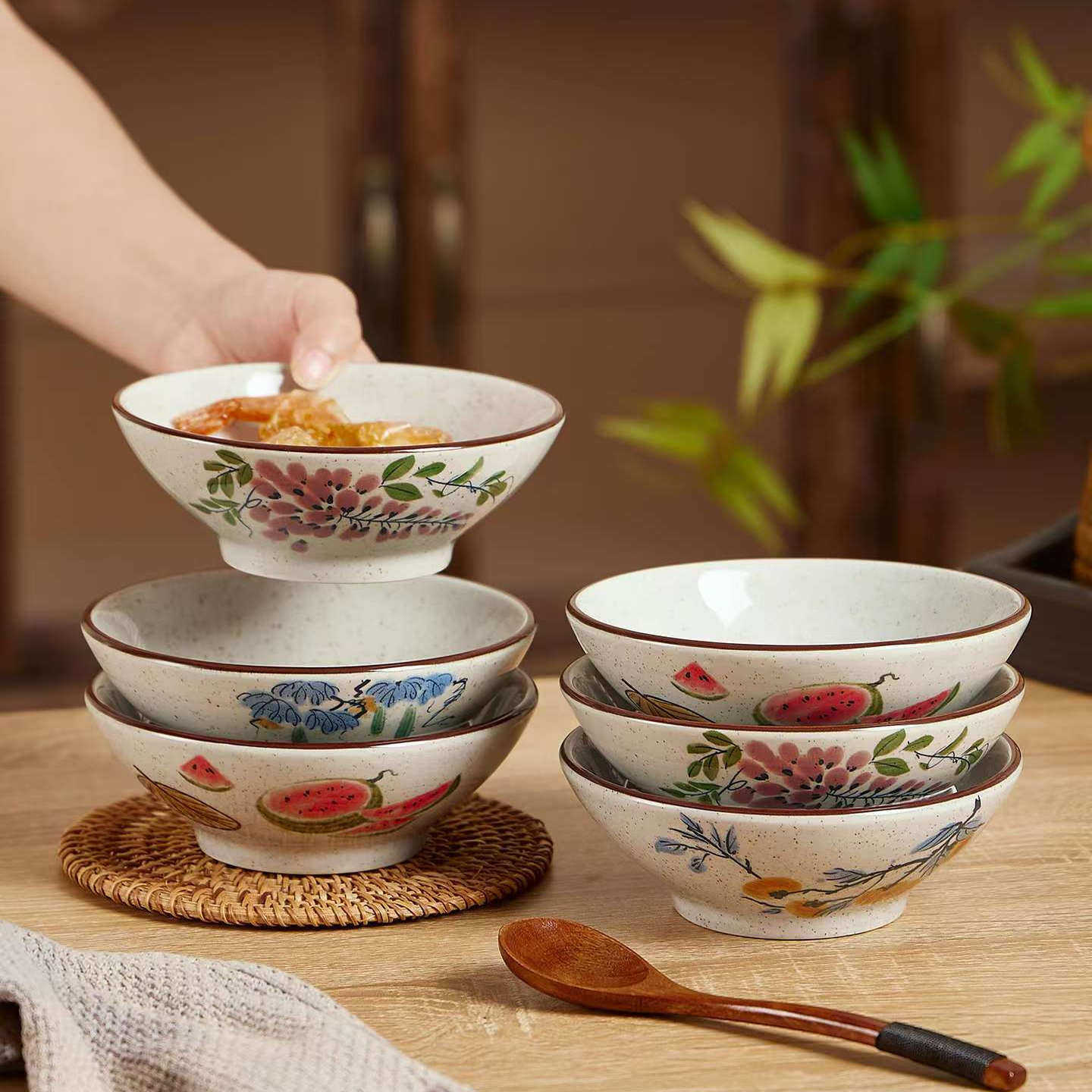 中式陶瓷配菜碗复古甜品糖水碗耐高温釉下彩饭碗商用饭店酒碗古风