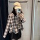 Plaid loose cape long sleeve short jacket