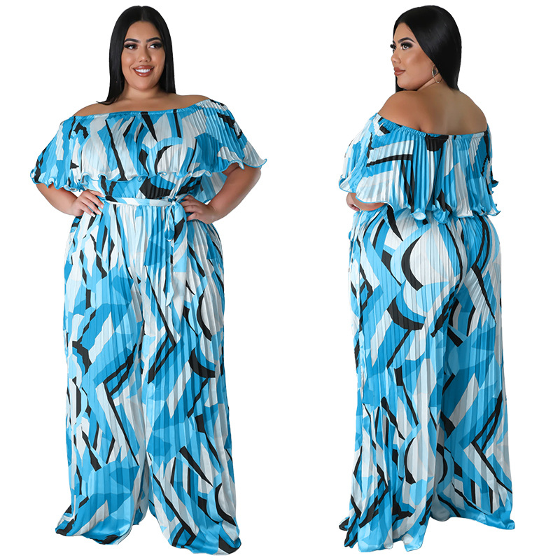 plus size women European fashion printing women jumpsuits - 图3