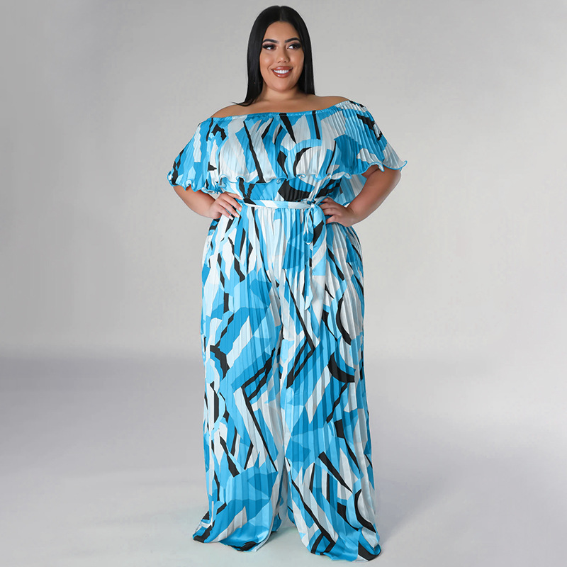 plus size women European fashion printing women jumpsuits - 图2