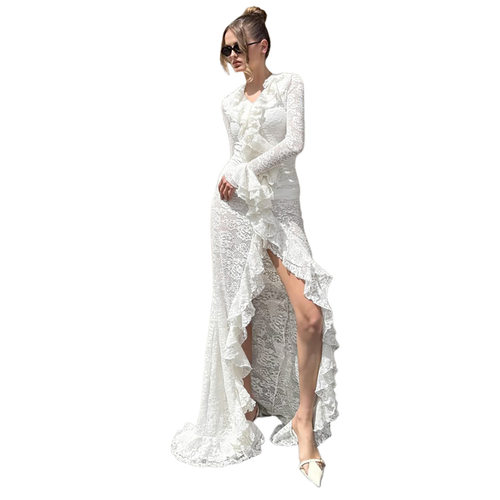 evening party dress sexy birthday women maxi white gown new - 图3