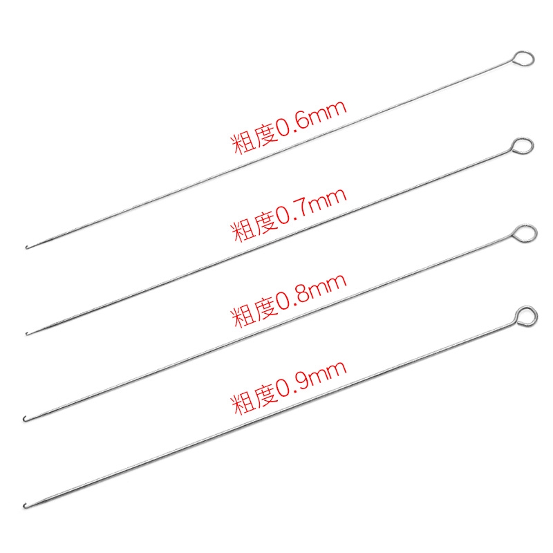 超细超长钩针 穿珠针文玩工具串珠器DIY单头口无舌勾针细孔三通针 - 图1
