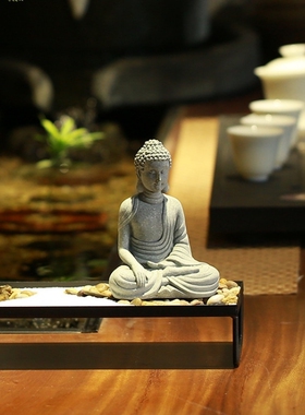 仿真达摩小佛像摆件客厅玄关店铺禅意佛摆设花卉盆景鱼缸景观造景