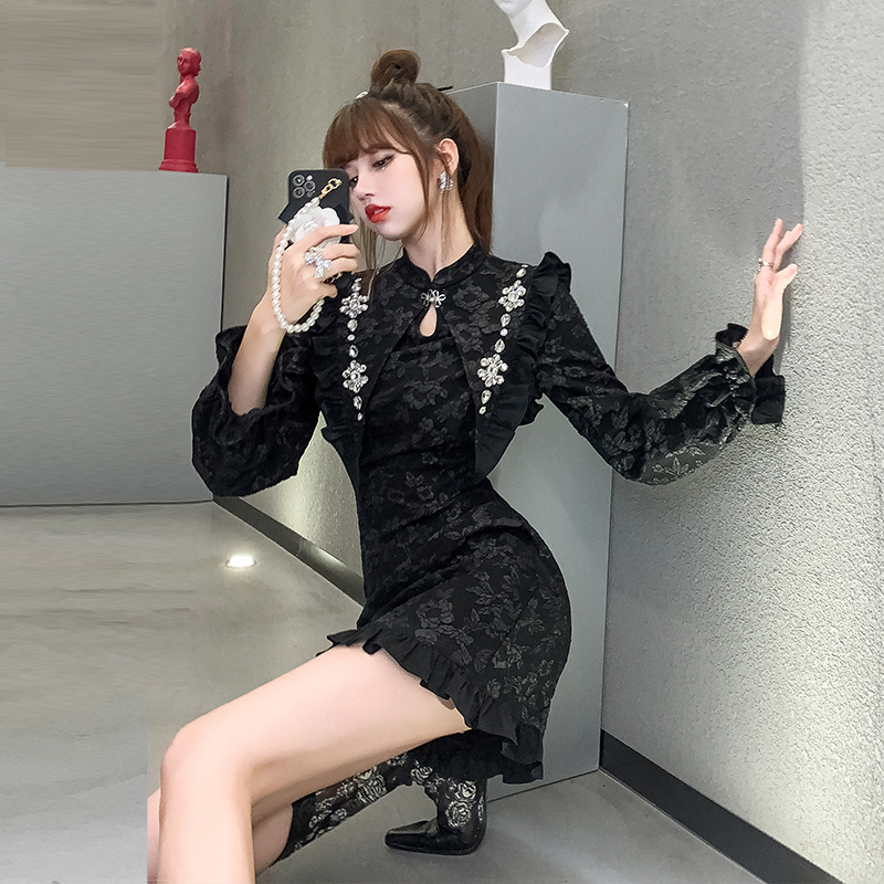 jkjs旗舰店旗袍年新款年轻款高端气质中国风女装长袖裙子秋冬改良连衣裙1