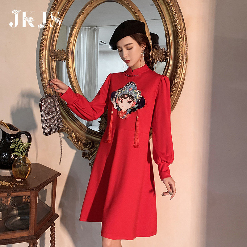 改良版旗袍秋冬2022年新款连衣裙 jkjs旗袍
