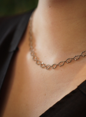 noguchi钻镶嵌镂空圆形复古项链