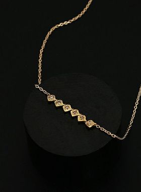 包邮日本代购手工小钻石锁骨项链