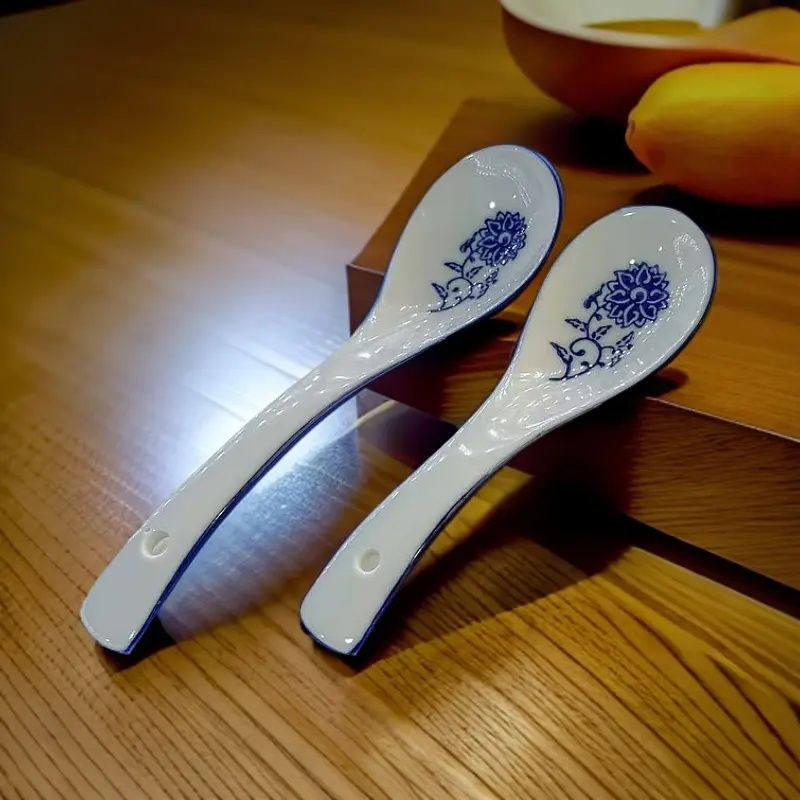 青花瓷勺子家用商用吃面勺子汤勺大号兰州拉面勺酒店调羹长勺饭勺,淘宝优惠券,粉丝福利购,淘宝优惠卷