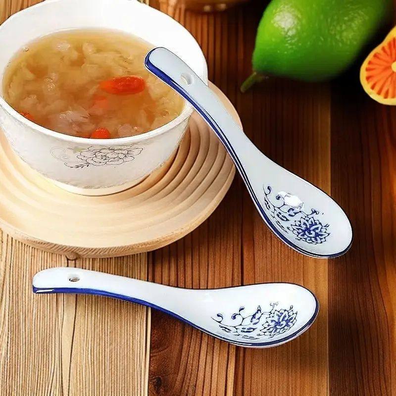 青花瓷勺子家用商用吃面勺子汤勺大号兰州拉面勺酒店调羹长勺饭勺,淘宝优惠券,粉丝福利购,淘宝优惠卷