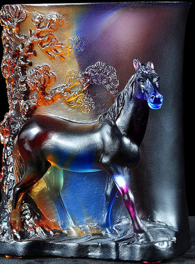 琉璃马到成功笔筒送恩师礼物摆件