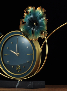 新中式彩铜座钟摆件客厅高档