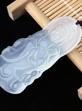 天然a货玉观音吊坠白玉髓玛瑙