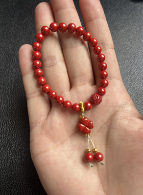 朱砂幸运草圆珠手链本命年男女宝宝儿童款手串女士礼物饰品