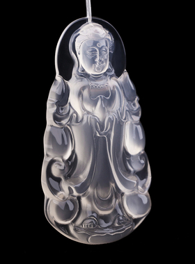 天然高冰种玉髓观音玛瑙玉石玉佩