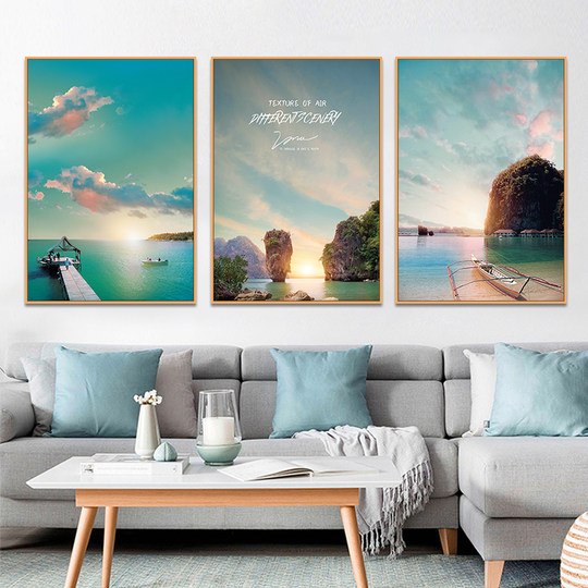No punching scenery sea sunrise living room decoration painting