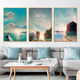 No punching scenery sea sunrise living room decoration painting