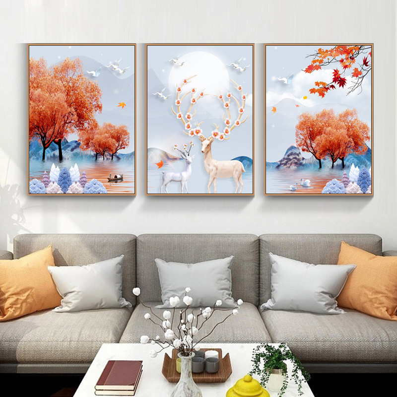 客厅装饰画沙发背景墙后面壁画现代简约挂画北欧风格简欧墙卧室画