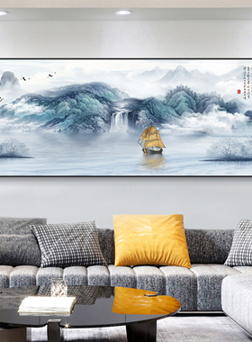 新中式客厅沙发背景墙装饰画大气
