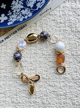 「锦书寄」原创轻奢钛钢手链非遗大漆珠白水晶红玛瑙雪花幽灵手串