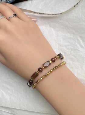 「深茶纪事」茶晶虎眼石钛钢手链高级感轻奢小众ins风百搭手饰